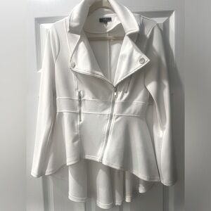 Privy White Blazer with Tailored Fit and Peplum Waist